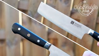 Xinzuo Knife review 440C steel  Nakiri Yun Series [upl. by Pega709]