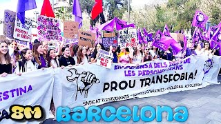 8M 💜 Manifestación de Estudiantes en Barcelona 2024 Spain 4K [upl. by Aerdnaed]