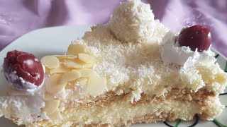 Rafaello Torte no bake 3min ohne backen einfachamptraumhaft lecker قاطو جوز الهند رافائيلو بدون فرن [upl. by Jerrome]