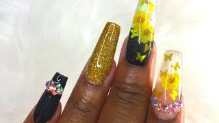 EASY DIY DIP POWDER NAILS  How To Encapsulate Dried Flowers Using Dip Powders [upl. by Anilrac549]