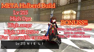 Toram Online  META Halberd Build  High Dps High Ampr High crit 125 for boss with cr resist [upl. by Elexa]