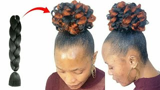 😱 10 MINUTES QUICK HAIRSTYLE USING BRAID EXTENSION YOU WILL DEFINITELY LOVE [upl. by Amoreta839]