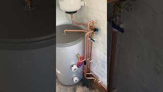 Small hot water cylinder install coppertubing plumber copperpipe [upl. by Petrina]