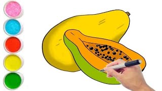 How To Draw A Papaya  Papaya Drawing  Fruit Drawing  Papaya [upl. by Sibell]