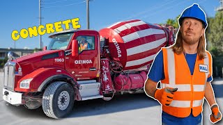 Concrete Trucks with Handyman Hal  Concrete Mixer Trucks for Kids [upl. by Titos]