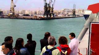 Ferry Boat Arrival in Tangier Morocco coming from Tarifa Spain [upl. by Sidonnie]