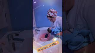 Cute baby head bath just after birth in labour room🫶❤️ babybath shorts viralreels [upl. by Alyat618]