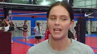 Purdue defensive specialist West Noble grad Maddie Schermerhorn full interview at Empowered Volleyb [upl. by Admana]