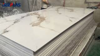 PVC UV Marble Sheet full production process 4X8 wall panel homedecor interiordesign interior [upl. by Wu]