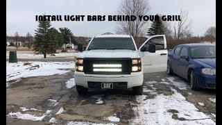 How To Install LED Light Bar Behind Grill 2014 Chevy Silverado 1500 Switch amp High Beam [upl. by Aihsekan964]