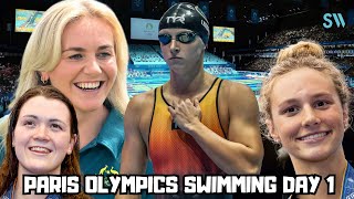 PARIS OLYMPIC SWIMMING DAY 1 TITMUS vs LEDECKY vs MCINTOSH vs FAIRWEATHER  4x100 FREE RELAYS [upl. by Bruner]