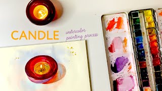 Painting A Candle With Watercolor  Speedpaint and tips [upl. by Quita]