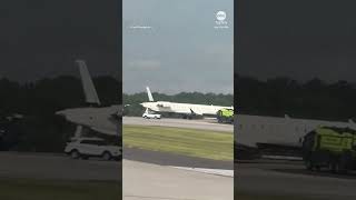 Plane loses tail after aircraft collide on taxiway at Atlanta airport [upl. by Ynohtnael]