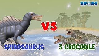 Spinosaurus vs 3 Crocodiles  Dino vs Animal S3E1  SPORE [upl. by Aihcila]