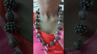 Silver Look Like Beaded Balls long chain necklace set latestgoldchokernecklacedesigns [upl. by Erv]