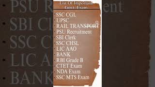 List of important Govt Exam shorts youtubeshorts trending viral [upl. by Navad701]