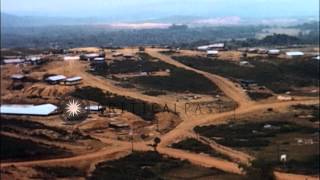 Aerial view of Americal Division base at Chu Lai in Vietnam HD Stock Footage [upl. by Nnaeirelav]