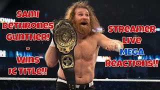 Streamers react Sami Zayn dethrones Gunter  Wins IC title At Wrestlemania 40 wrestlemania [upl. by Thane453]