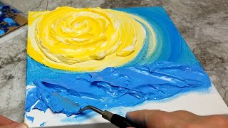 Paint Impasto Sun amp Beach Waves in 3D [upl. by Lletnwahs221]