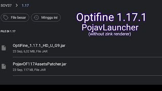 Optifine 1171 PojavLauncher with OpenGL ES 3 without zink renderer [upl. by On664]