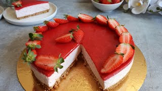 CHEESECAKE à la Fraise sans Cuisson FraisOnctueux et Délicieux 😋 [upl. by Regen]