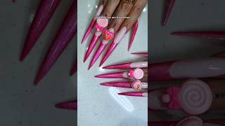 nail vlog valentine’s day nail inspo 💘 pink cat eye french tip nail art with kawaii candy charms [upl. by Nyladnar710]