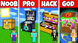 Minecraft Battle NOOB vs PRO vs HACKER vs GOD CHEST BLOCK BASE HOUSE BUILD CHALLENGE in Minecraft [upl. by Essam]