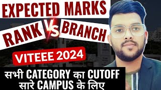 VITEEE 2024 Marks vs Rank vs Branch  All Category and campus safe score cutoff viteee2024 result [upl. by Nenney585]