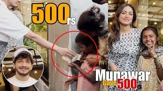 Munawar Faruqui Gave 500rs To Kids While Promoting His Song Halki Halki Si With Hina Khan [upl. by Ledeen]