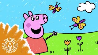 Zeichnen und Ausmalen  how to draw Peppa Pig peppapig howtodraw flowers butterfly [upl. by Cordula]