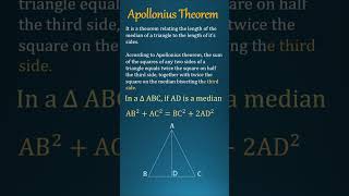 Apollonius Theorem mathematics triangle geometry median [upl. by Sudderth795]