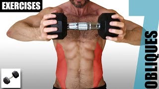 7 OBLIQUE EXERCISES YOU CAN DO WITH ONLY ONE DUMBBELL [upl. by Ardnovahs]