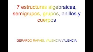 7 estructuras algebraicas semigrupos grupos anillos y cuerpos [upl. by Tedi]