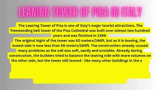 Leaning Tower of Pisa in ItalyhttpswwwyoutubecomENGLISHDATTVfeatured [upl. by Nira]