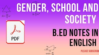 Gender school and societybed full notes ✅ with PDFraandomideas [upl. by Tarr]