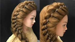 Awesome Side Braid Hairstyle with Chain  Прически Hairstyles [upl. by Quartus51]