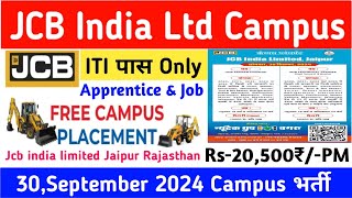 Jcb india limited jaipur  jcb india limited jobs  iti campus placement 2024 [upl. by Arnaldo382]