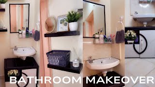 BATHROOM MAKEOVER🛀Renter FriendlyMAKEOVER WITH AFFORDABLE DECOR 🏡 [upl. by Louise]