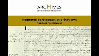 Historique des registres paroissiaux et détat civil [upl. by Irihs963]