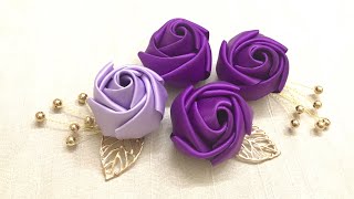 DIY Ribbon Flowers  How to Make Ribbon Roses  Amazing Ribbon Flower Trick  Easy Rose Making [upl. by Nyrehtak]