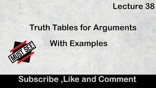 Truth Table for Arguments with Examples in UrduHindi  formal Logic Lecture 38 easy understanding [upl. by Akenom]