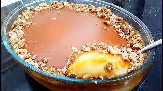 DIT RECEPT HEB JE IN 10 MINUTEN KLAAR HEERLIJKE KARAMEL PUDDING MET WALNOTEN [upl. by Langelo]