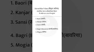 Denotifide Tribes List Rajasthan विमुक्त जातियां की सूची राजस्थान [upl. by Kory]