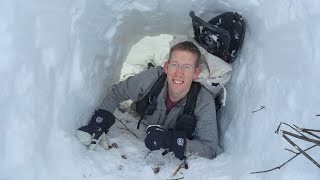 Camping Under the Snow in Survival Shelter [upl. by Mame946]