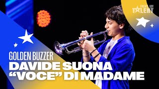 Davide Battista conquista il GOLDEN BUZZER di Mara 🌟 con la sua tromba a Italias Got Talent [upl. by Emad613]