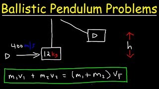 Ballistic Pendulum Physics Problems  Conservation of Momentum amp Energy  Inelastic Collisions [upl. by Haibot]