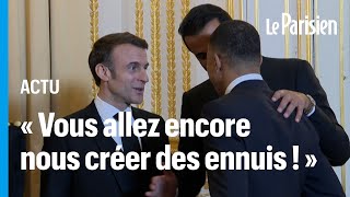 La pique de Macron à Mbappé devant l’émir du Qatar reçu à lÉlysée [upl. by Olgnaed408]