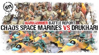 Chaos Space Marines vs Drukhari  Warhammer 40000 Battle Report [upl. by Limann]