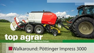 Walkaround Pöttinger präsentiert neue Impress 3000 Rundballenpresse [upl. by Lednam514]