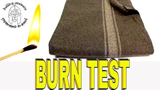 Italian Army and British Army wool  Blanket Burn test Native Survival tip for winter camping [upl. by Gasser]